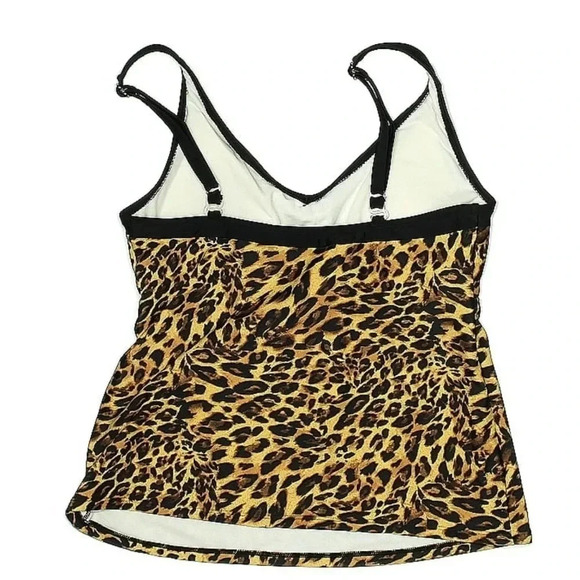 Anne Cole Collection Leopard Animal Print Tankini Swim Top Size 12 Large L - Picture 2 of 2